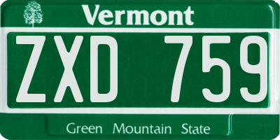 VT license plate ZXD759