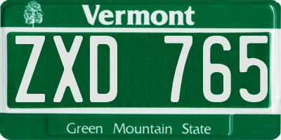 VT license plate ZXD765
