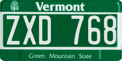 VT license plate ZXD768