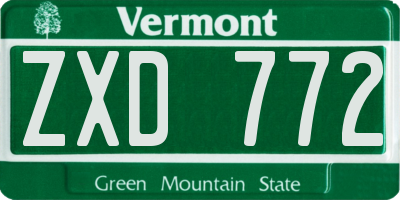 VT license plate ZXD772