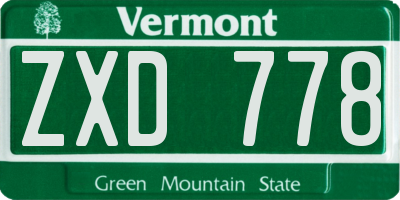 VT license plate ZXD778