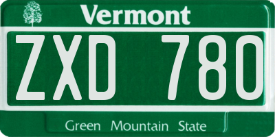 VT license plate ZXD780