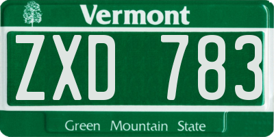 VT license plate ZXD783
