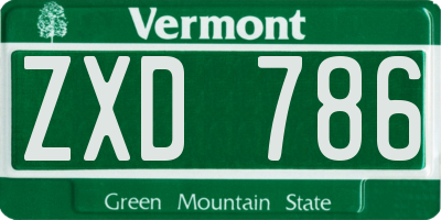 VT license plate ZXD786