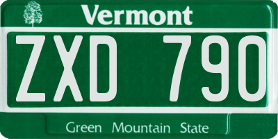VT license plate ZXD790