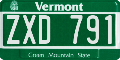 VT license plate ZXD791