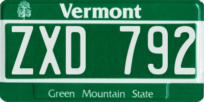 VT license plate ZXD792