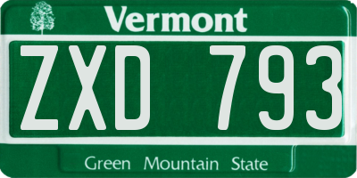 VT license plate ZXD793