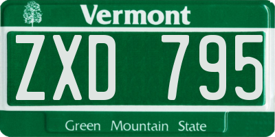 VT license plate ZXD795