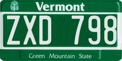 VT license plate ZXD798