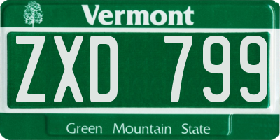 VT license plate ZXD799