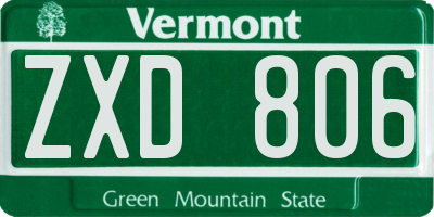 VT license plate ZXD806