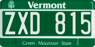VT license plate ZXD815