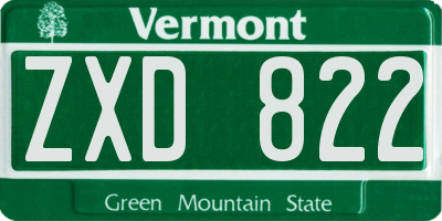 VT license plate ZXD822