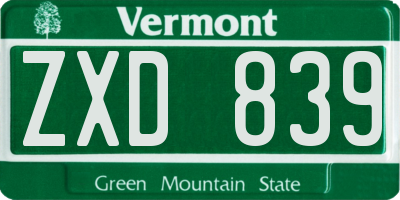 VT license plate ZXD839