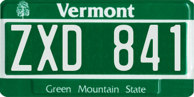 VT license plate ZXD841