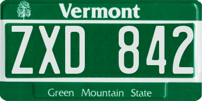 VT license plate ZXD842