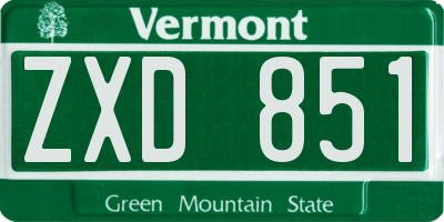 VT license plate ZXD851