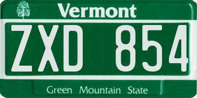 VT license plate ZXD854