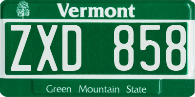 VT license plate ZXD858