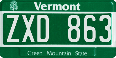 VT license plate ZXD863