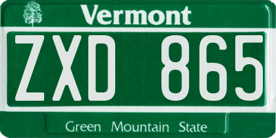 VT license plate ZXD865