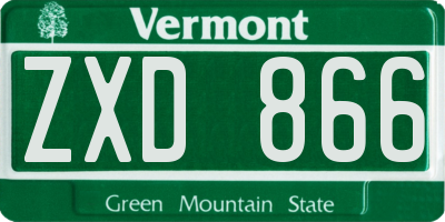 VT license plate ZXD866