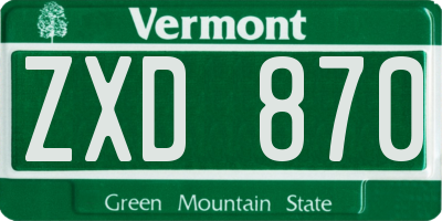 VT license plate ZXD870