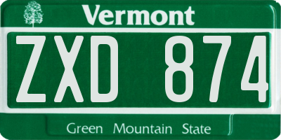 VT license plate ZXD874