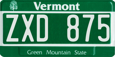 VT license plate ZXD875