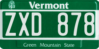 VT license plate ZXD878