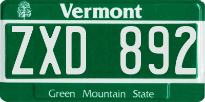 VT license plate ZXD892