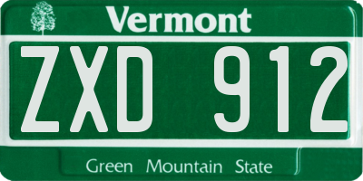 VT license plate ZXD912