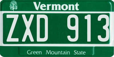 VT license plate ZXD913
