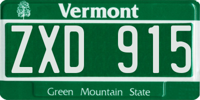 VT license plate ZXD915