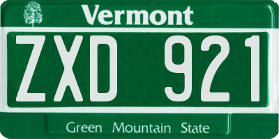 VT license plate ZXD921