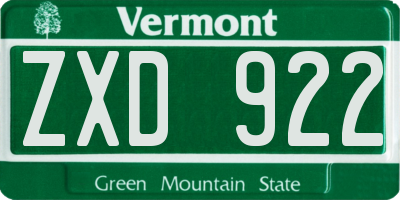 VT license plate ZXD922