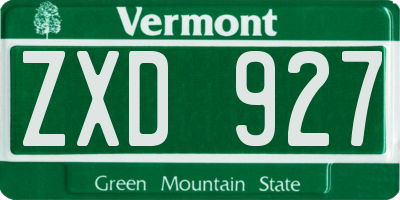 VT license plate ZXD927