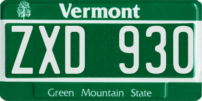 VT license plate ZXD930