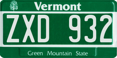 VT license plate ZXD932