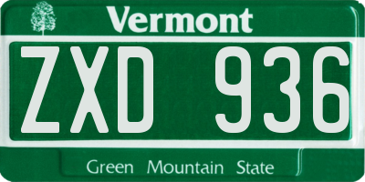 VT license plate ZXD936