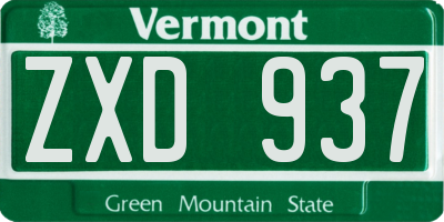 VT license plate ZXD937