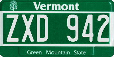 VT license plate ZXD942
