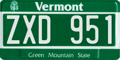 VT license plate ZXD951