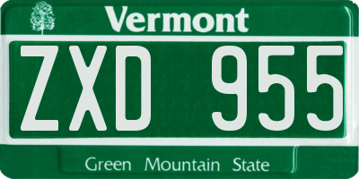 VT license plate ZXD955