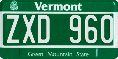 VT license plate ZXD960