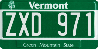 VT license plate ZXD971