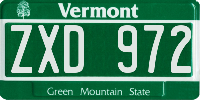 VT license plate ZXD972