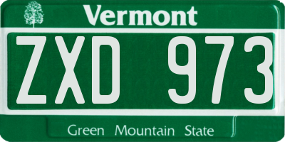 VT license plate ZXD973