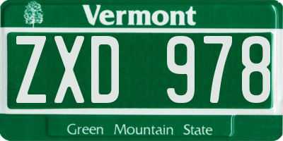 VT license plate ZXD978